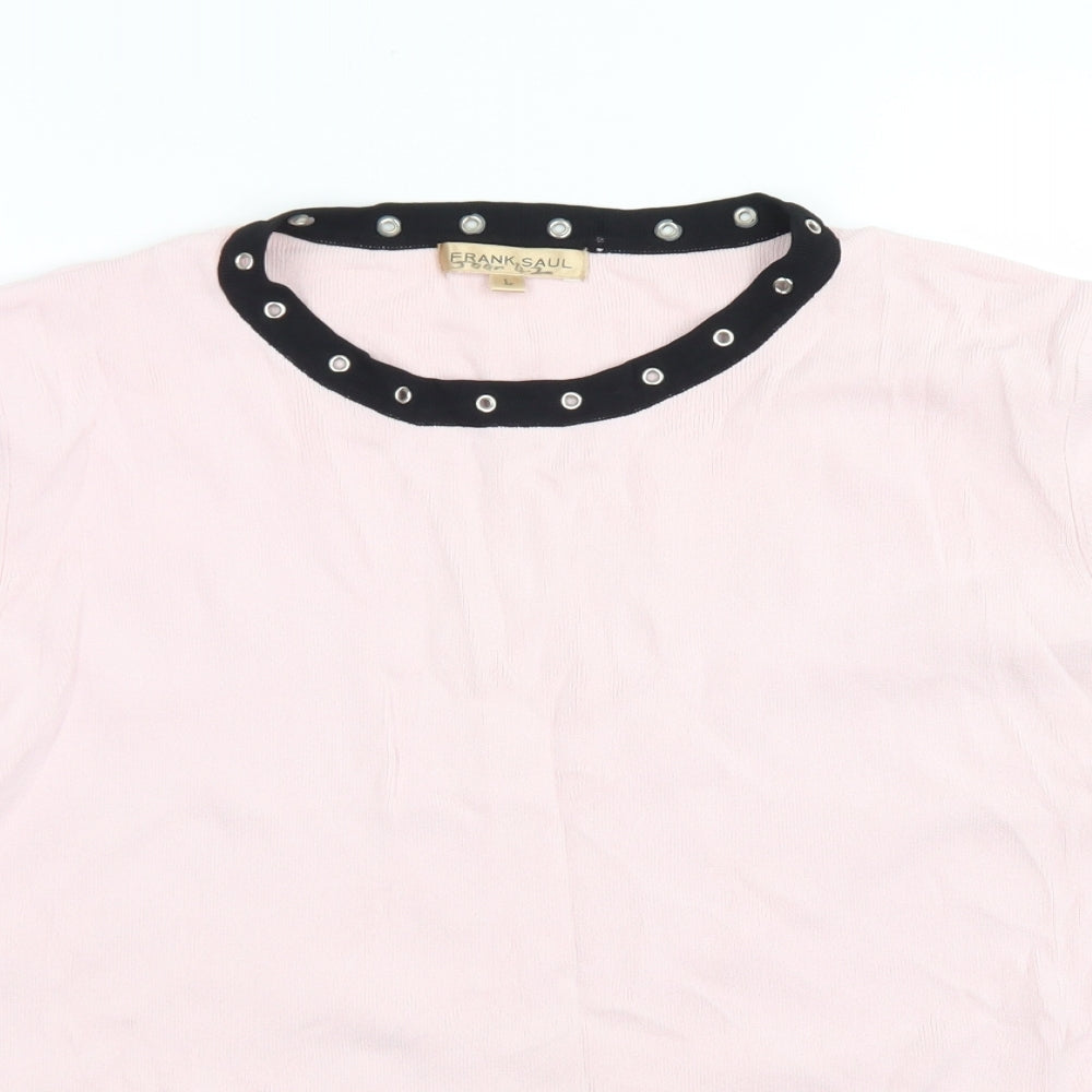 Frank Saul Womens Pink Crew Neck  Viscose Pullover Jumper Size L