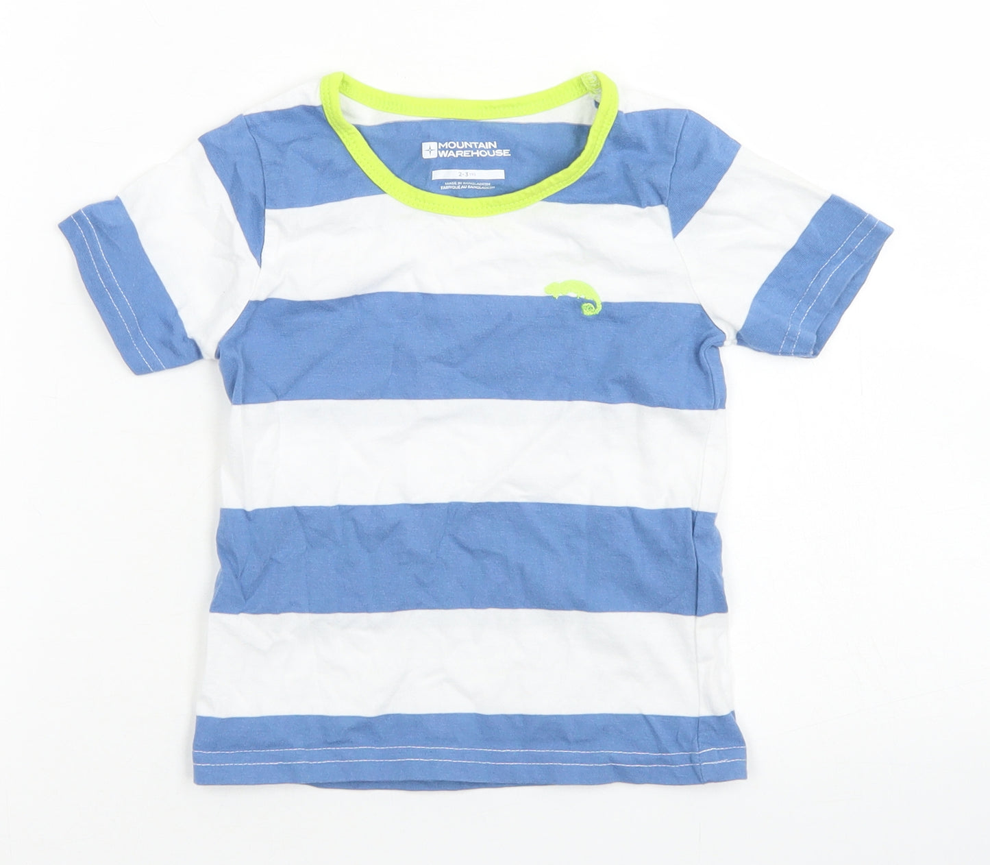 Mountain Warehouse Boys Blue Striped Cotton Basic T-Shirt Size 2-3 Years Crew Neck