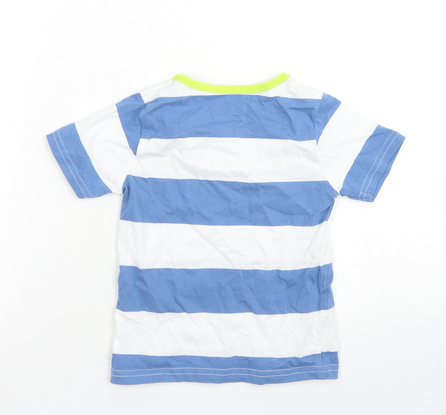 Mountain Warehouse Boys Blue Striped Cotton Basic T-Shirt Size 2-3 Years Crew Neck