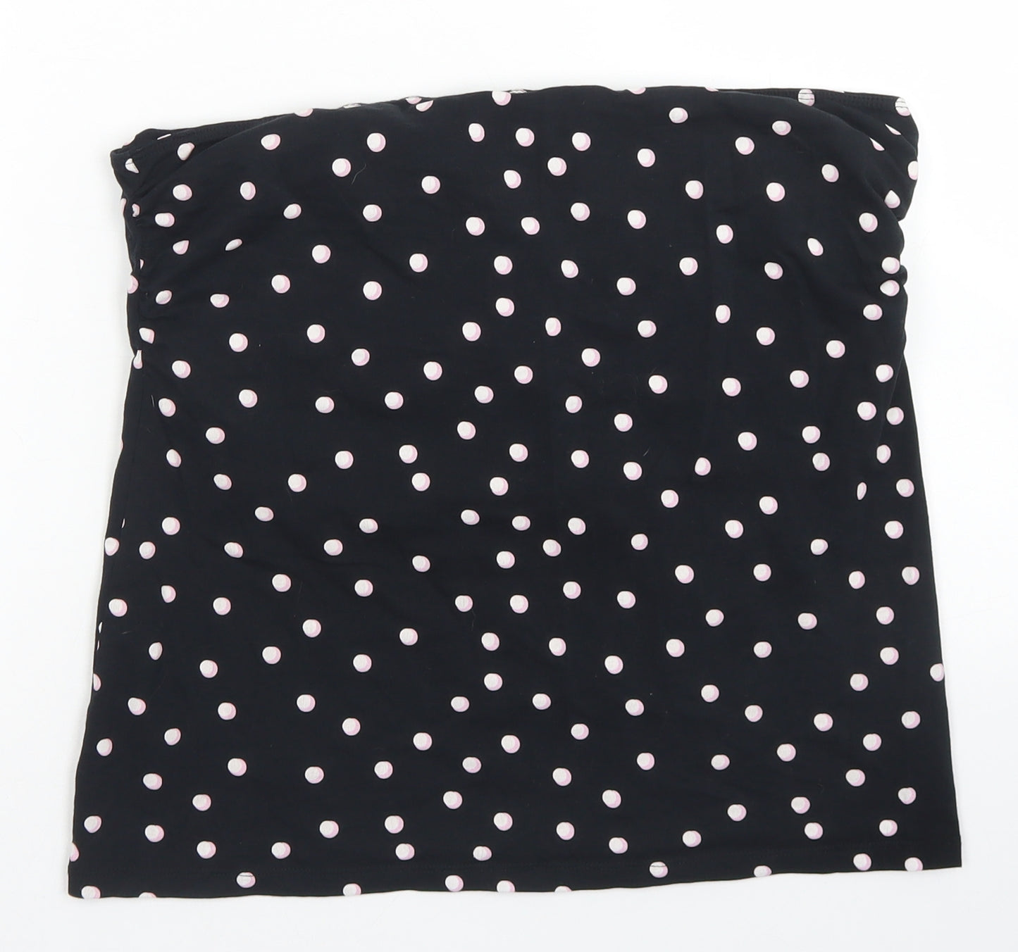 George Womens Black Polka Dot Cotton Basic T-Shirt Size 16 Square Neck - Bandeau