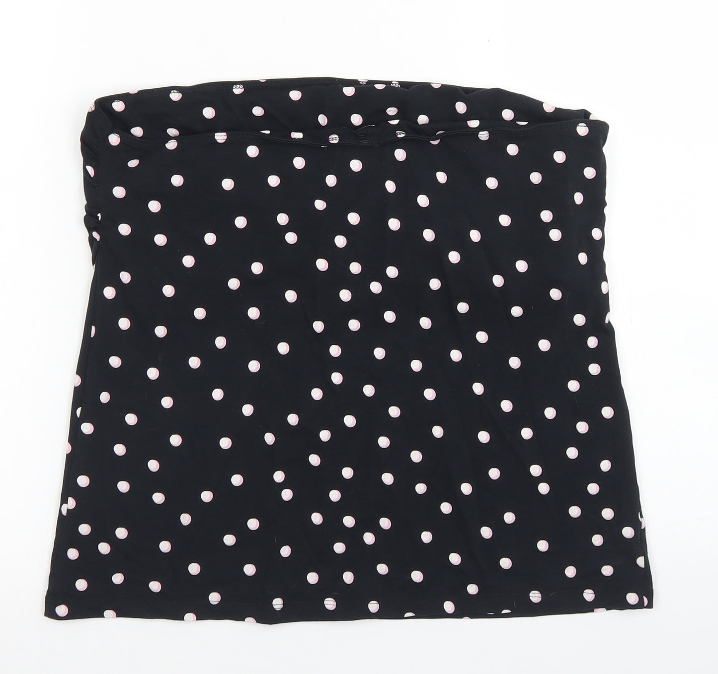 George Womens Black Polka Dot Cotton Basic T-Shirt Size 16 Square Neck - Bandeau
