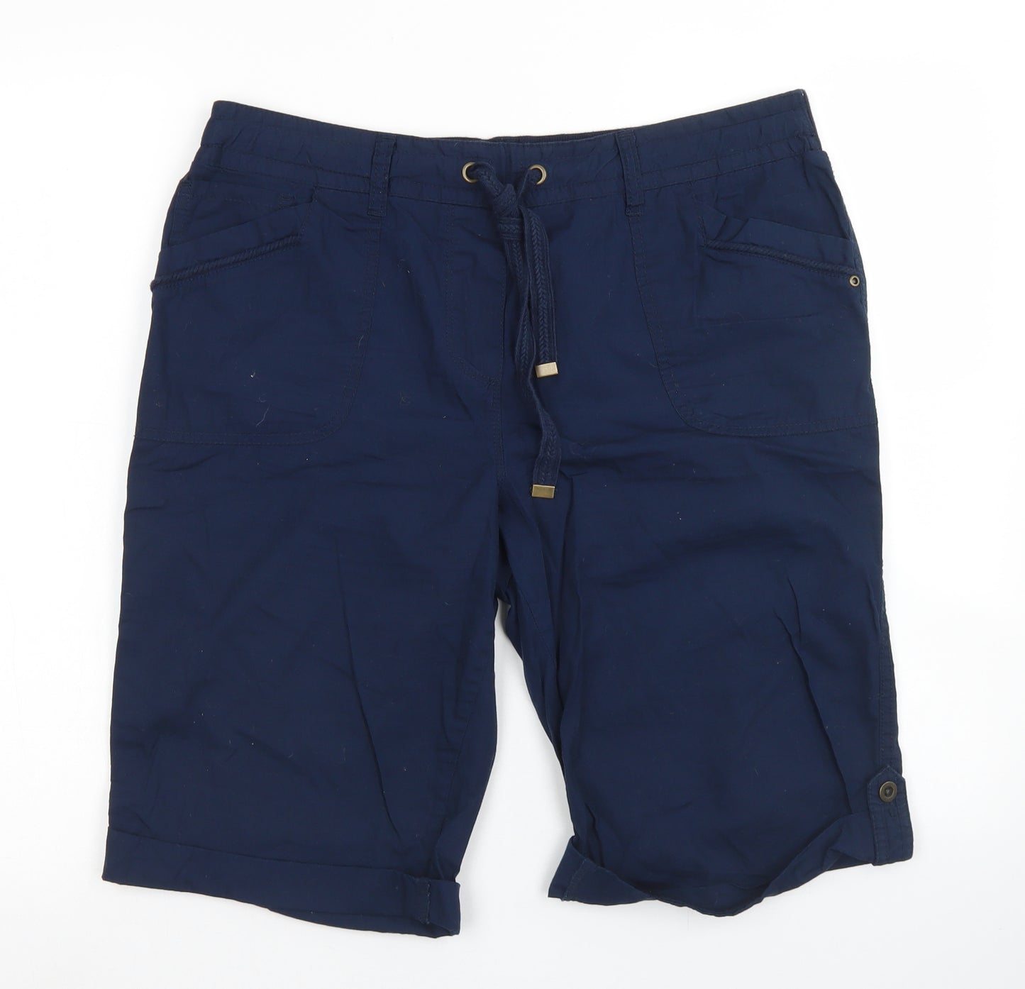 George Womens Blue  Cotton Cargo Shorts Size 14 L9 in Regular Drawstring