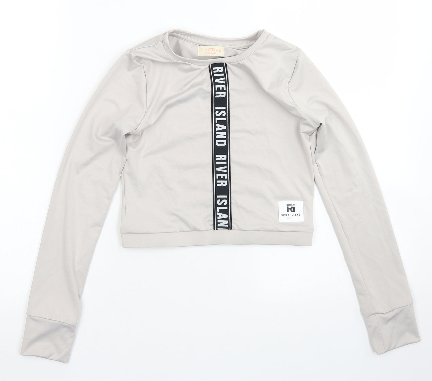 River Island Girls Beige  Polyester Basic T-Shirt Size 11-12 Years Crew Neck