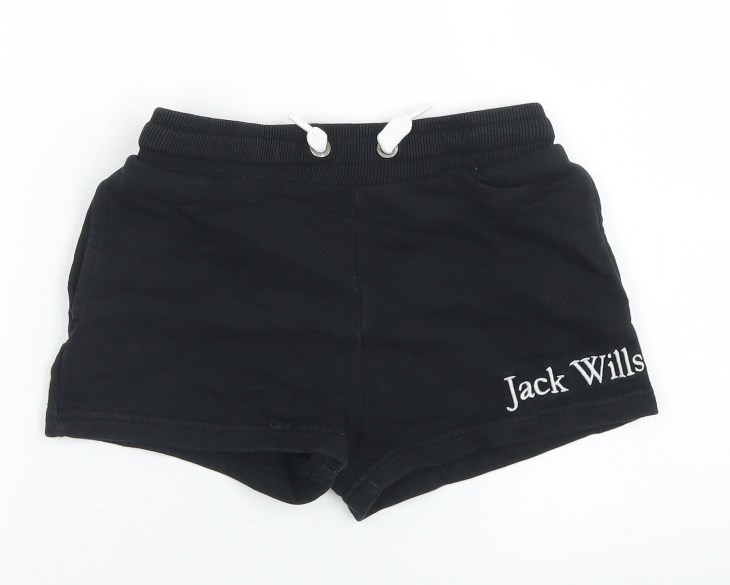 Jack Wills Girls Black  Cotton Sweat Shorts Size 7-8 Years  Regular Drawstring