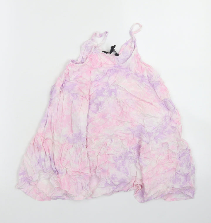 91 Generation Girls Pink  Viscose Camisole Blouse Size 9 Years Round Neck  - Tie dye