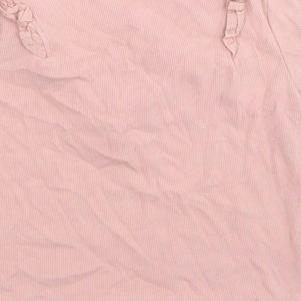 River Island Girls Pink  Cotton Cropped T-Shirt Size 9-10 Years Crew Neck