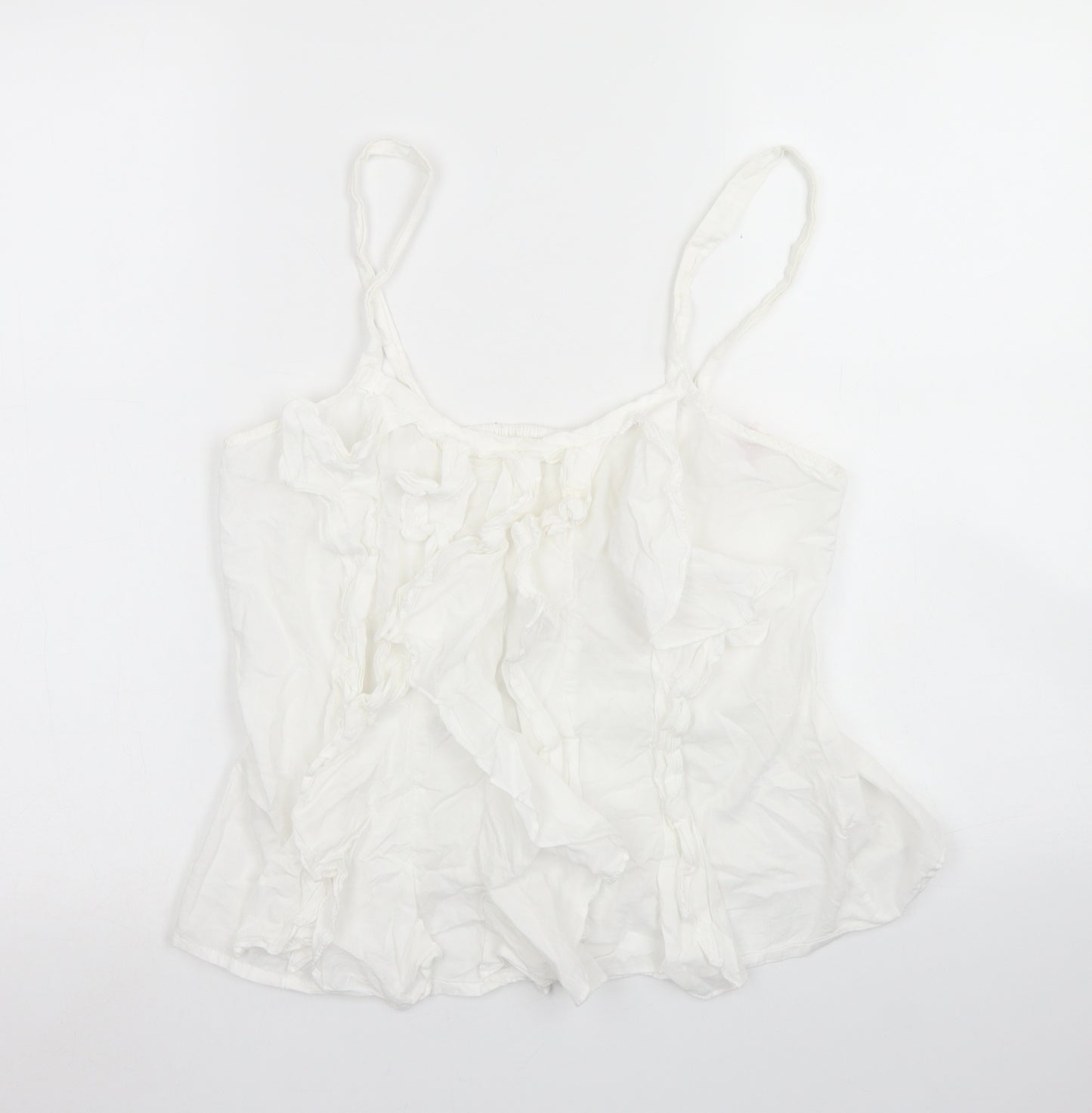 NEXT Womens White  Cotton Camisole Blouse Size 14 Round Neck