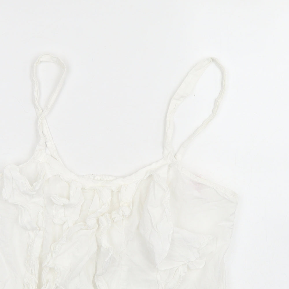 NEXT Womens White  Cotton Camisole Blouse Size 14 Round Neck