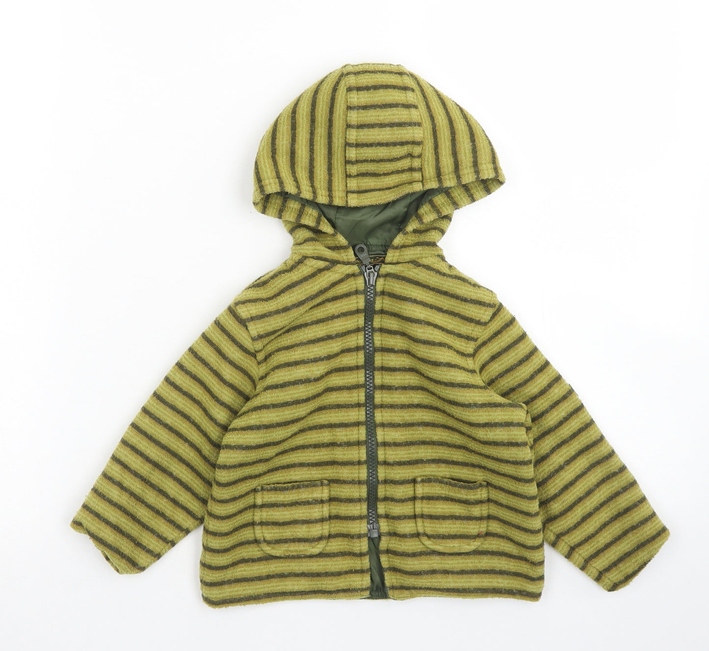 Reassuring Nature Boys Green Striped  Jacket  Size 12-18 Months   Zip
