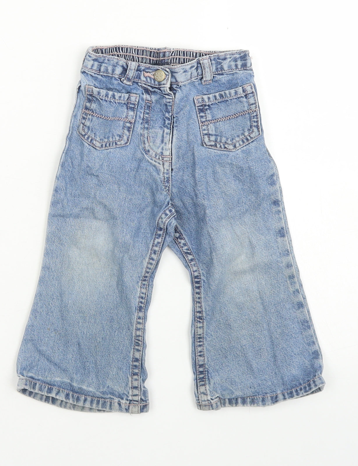 George Girls Black  Cotton Capri Jeans Size 12-18 Months  Button