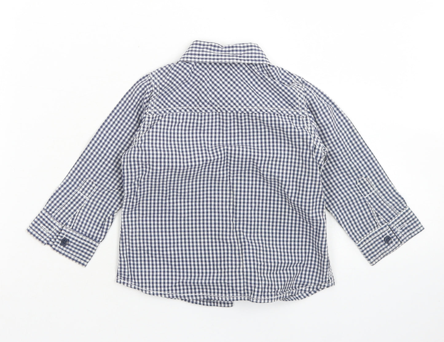 NEXT Boys Blue Check Cotton Basic Button-Up Size 12-18 Months Collared Button