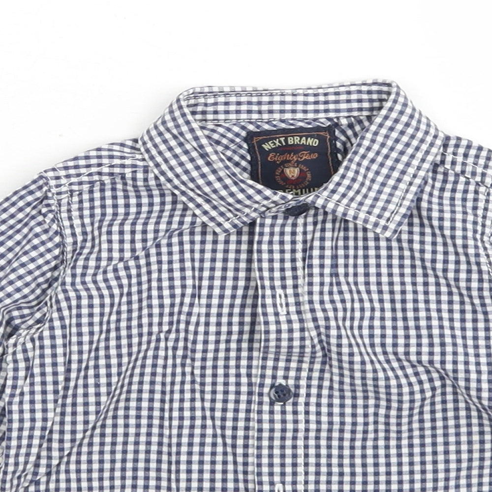 NEXT Boys Blue Check Cotton Basic Button-Up Size 12-18 Months Collared Button