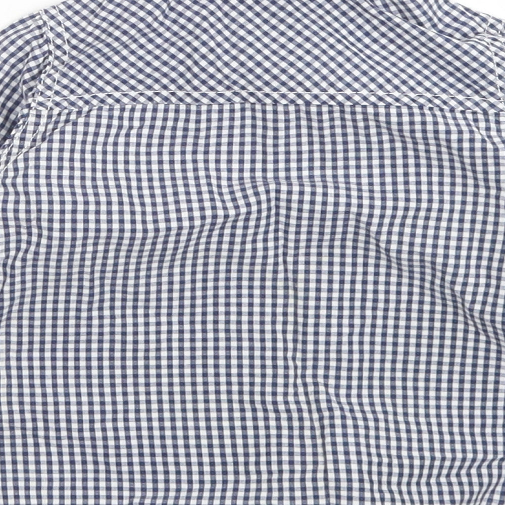 NEXT Boys Blue Check Cotton Basic Button-Up Size 12-18 Months Collared Button
