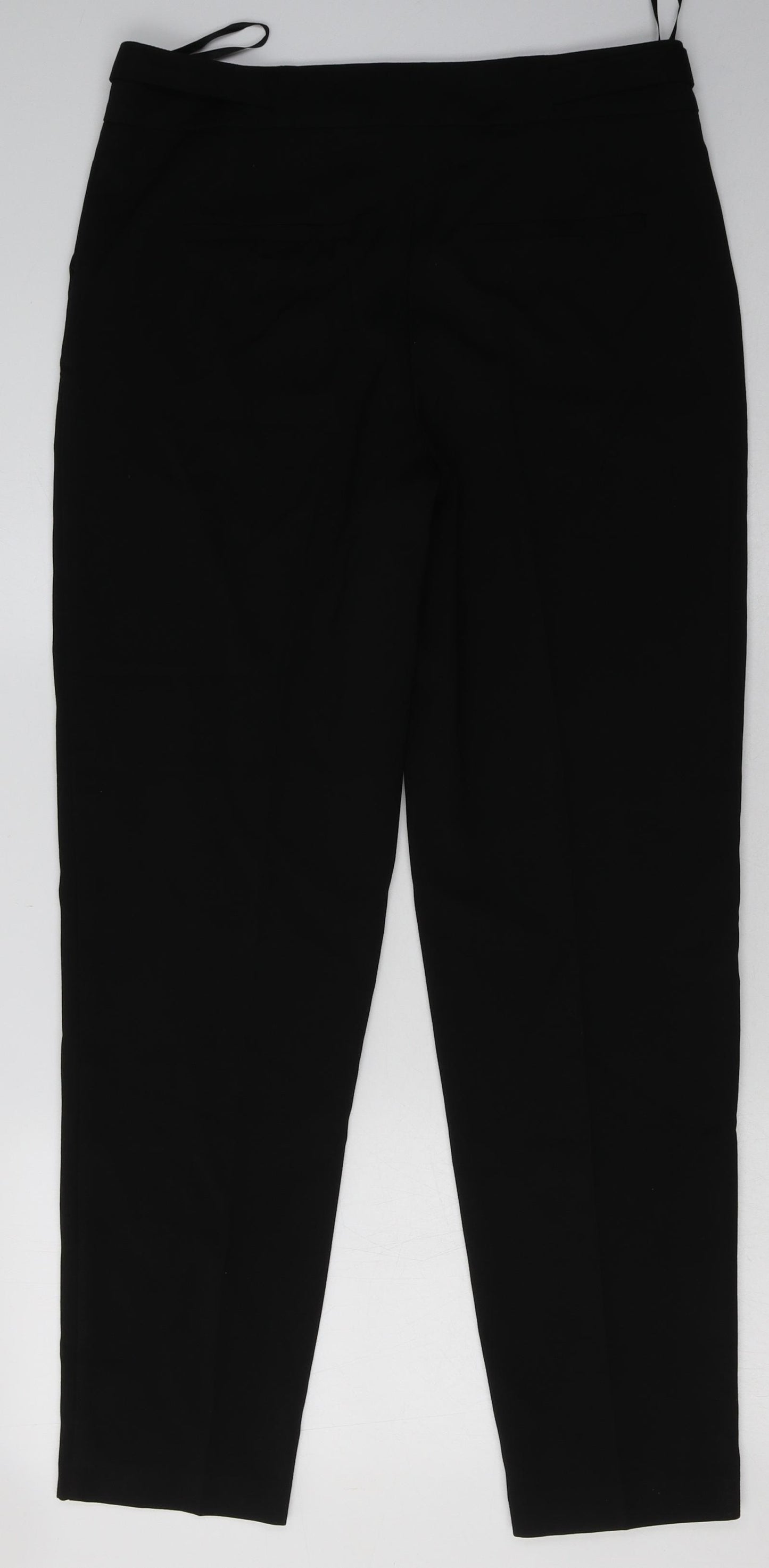Topshop Womens Black  Polyester Trousers  Size 10 L33 in Regular Hook & Eye