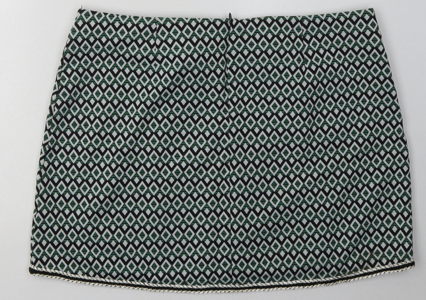 Dorothy Perkins Womens Green Argyle/Diamond Polyester A-Line Skirt Size 18   Zip