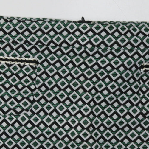 Dorothy Perkins Womens Green Argyle/Diamond Polyester A-Line Skirt Size 18   Zip