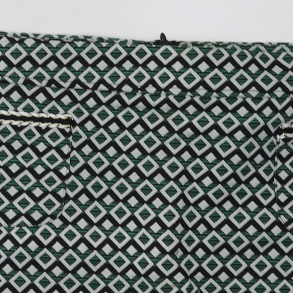 Dorothy Perkins Womens Green Argyle/Diamond Polyester A-Line Skirt Size 18   Zip
