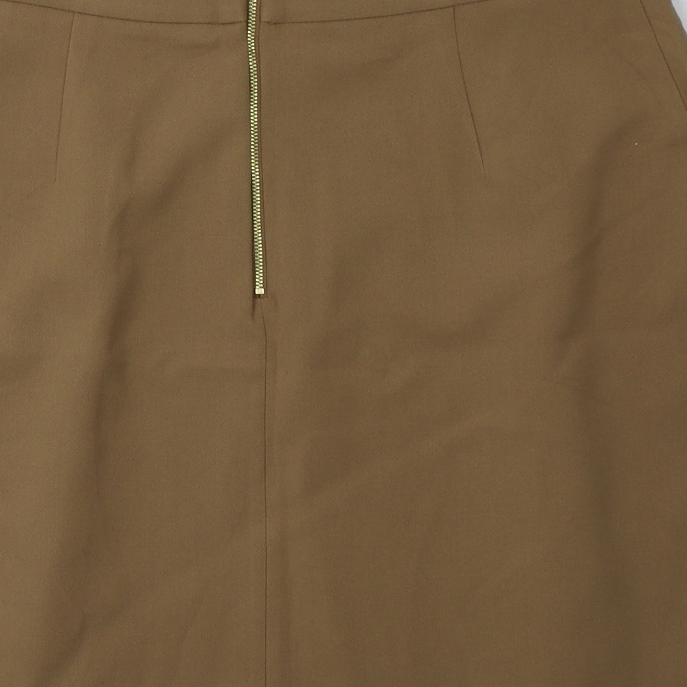 Marks and Spencer Womens Brown  Polyester A-Line Skirt Size 18   Zip
