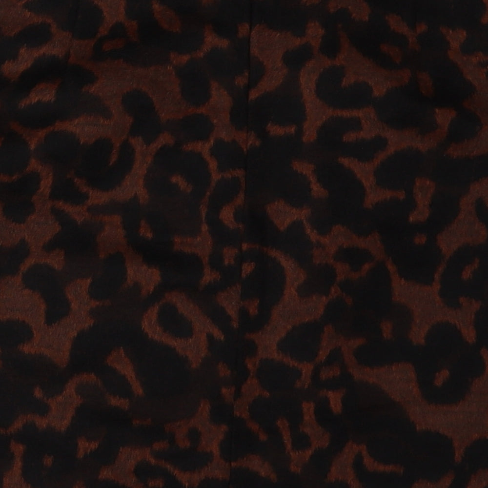 sainsburys Womens Brown Animal Print Acrylic A-Line Skirt Size 16   Zip