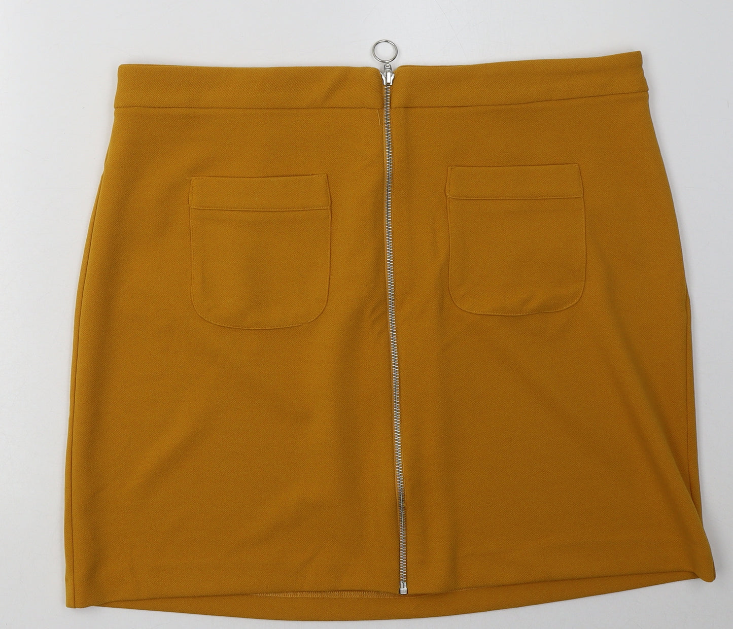 New Look Womens Yellow  Polyester A-Line Skirt Size 18   Zip