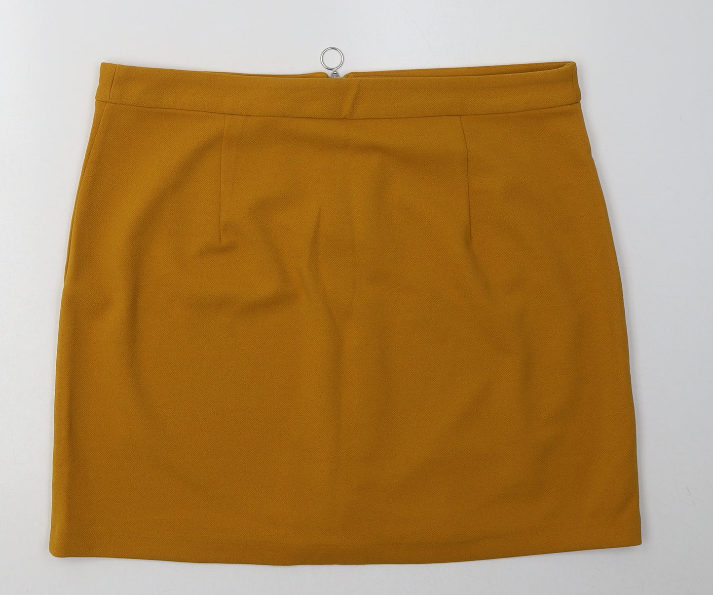 New Look Womens Yellow  Polyester A-Line Skirt Size 18   Zip