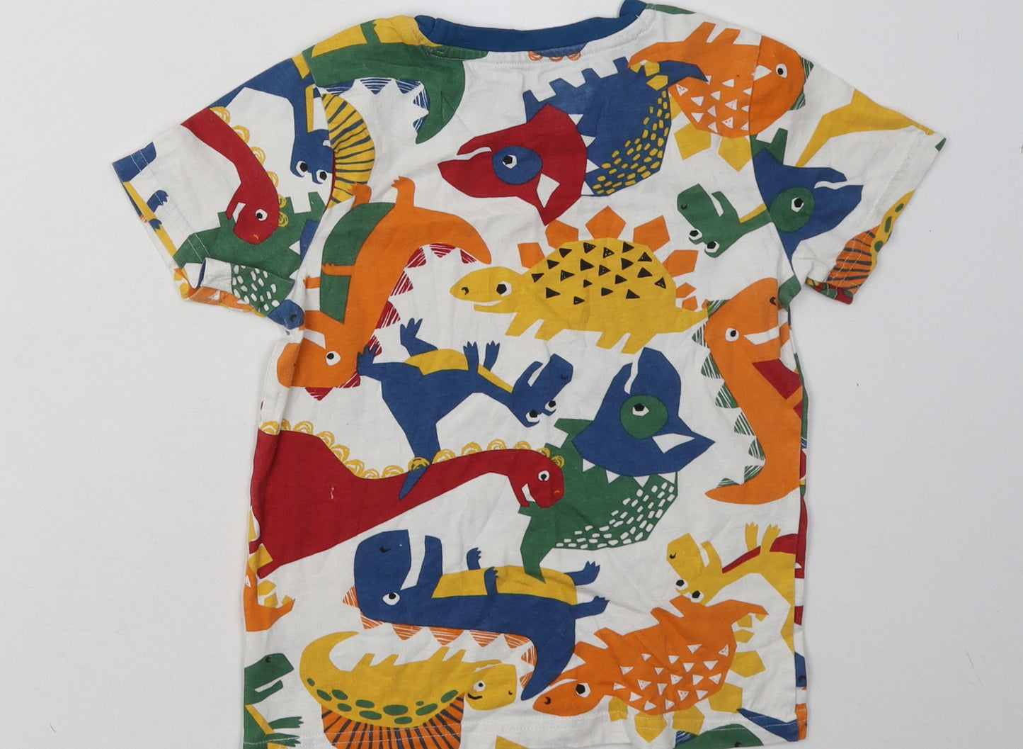 Nutmeg Boys Multicoloured Geometric Cotton Basic T-Shirt Size 5-6 Years Crew Neck Pullover - Dinosaurs