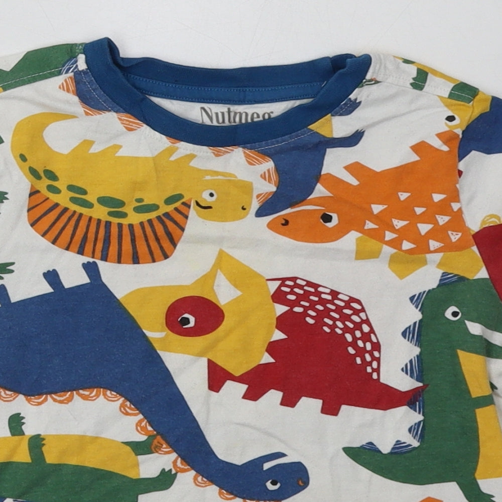 Nutmeg Boys Multicoloured Geometric Cotton Basic T-Shirt Size 5-6 Years Crew Neck Pullover - Dinosaurs