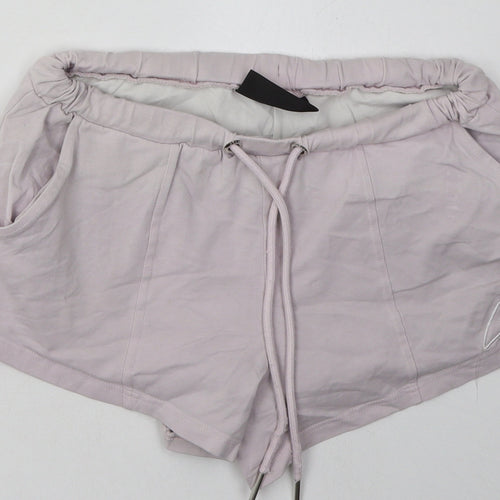The Couture Club Womens Pink  Cotton Sweat Shorts Size S  Regular Tie