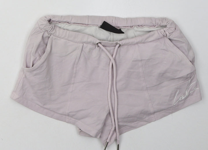 The Couture Club Womens Pink  Cotton Sweat Shorts Size S  Regular Tie