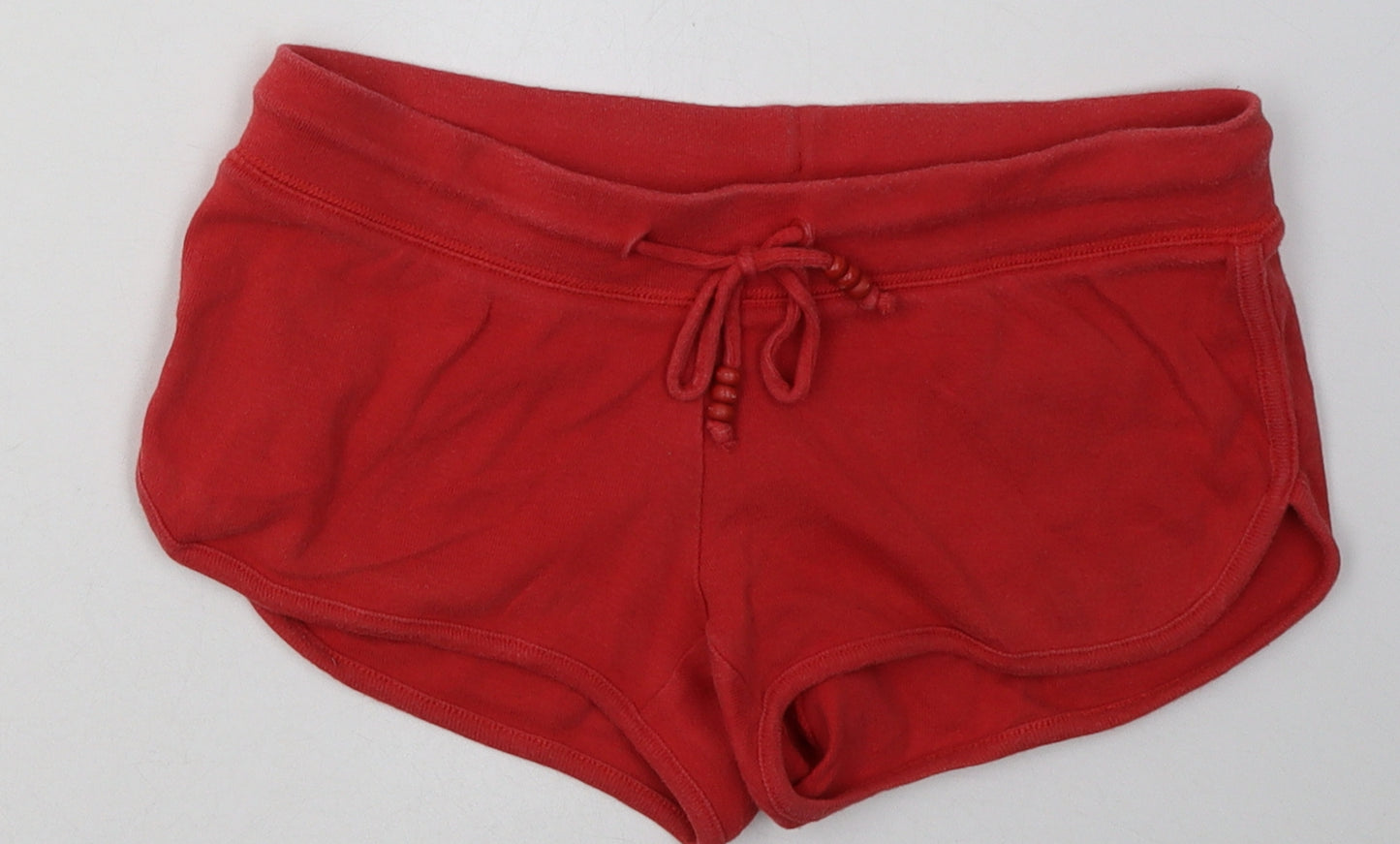 Topshop Womens Pink  Cotton Sweat Shorts Size 10  Regular Tie