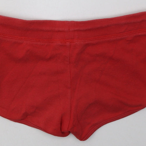 Topshop Womens Pink  Cotton Sweat Shorts Size 10  Regular Tie