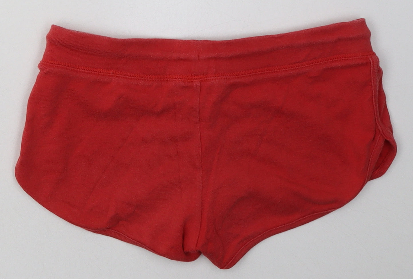 Topshop Womens Pink  Cotton Sweat Shorts Size 10  Regular Tie
