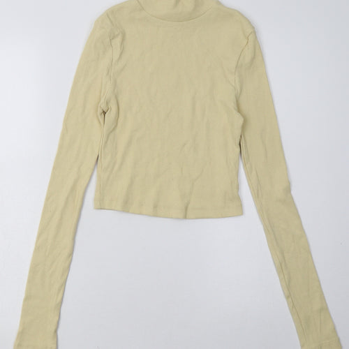 PRETTYLITTLETHING Womens Yellow  Polyester Pullover Sweatshirt Size 10  Pullover - Cropped