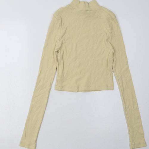 PRETTYLITTLETHING Womens Yellow  Polyester Pullover Sweatshirt Size 10  Pullover - Cropped