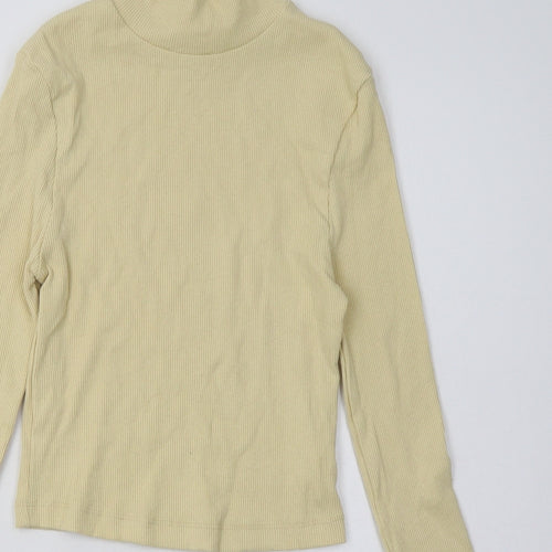 PRETTYLITTLETHING Womens Yellow  Polyester Pullover Sweatshirt Size 10  Pullover - Cropped