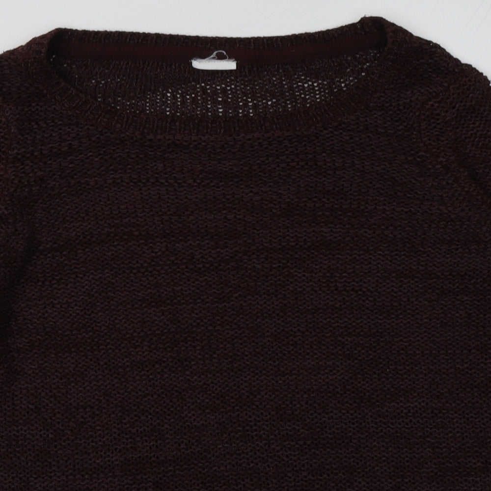 VERO MODA Womens Red Crew Neck  Acrylic Pullover Jumper Size S
