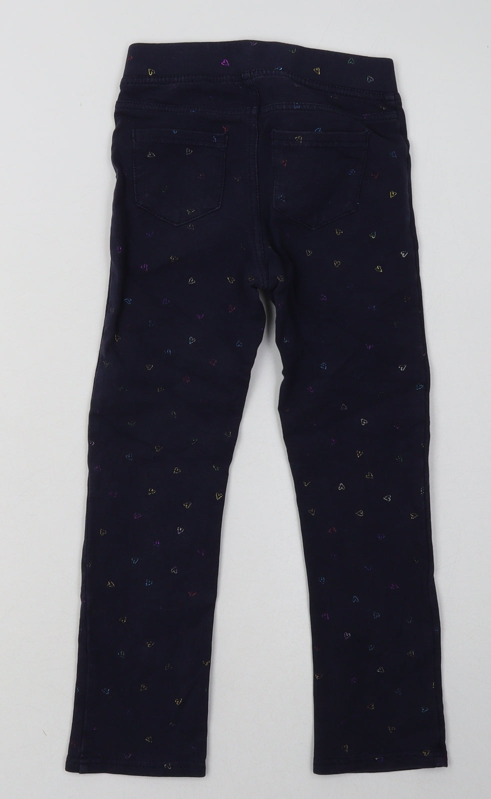 H&M Girls Blue Geometric Cotton Capri Trousers Size 6-7 Years  Regular  - Heart Print