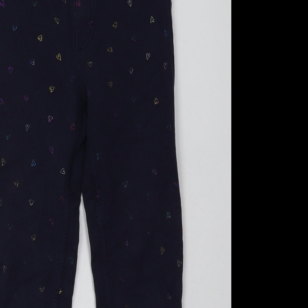 H&M Girls Blue Geometric Cotton Capri Trousers Size 6-7 Years  Regular  - Heart Print