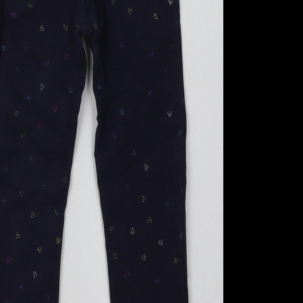 H&M Girls Blue Geometric Cotton Capri Trousers Size 6-7 Years  Regular  - Heart Print