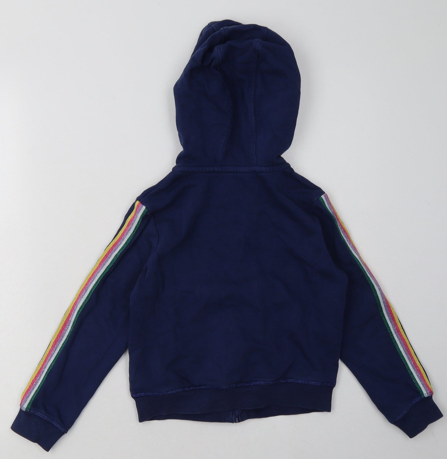 Marks and Spencer Girls Blue Striped Coir Full Zip Hoodie Size 6-7 Years  Zip - Unicorn