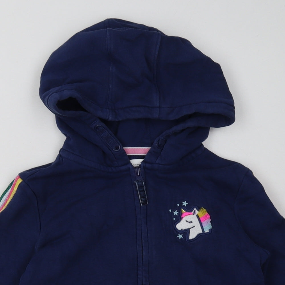 Marks and Spencer Girls Blue Striped Coir Full Zip Hoodie Size 6-7 Years  Zip - Unicorn
