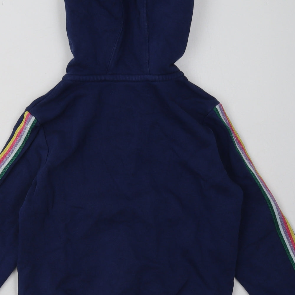 Marks and Spencer Girls Blue Striped Coir Full Zip Hoodie Size 6-7 Years  Zip - Unicorn