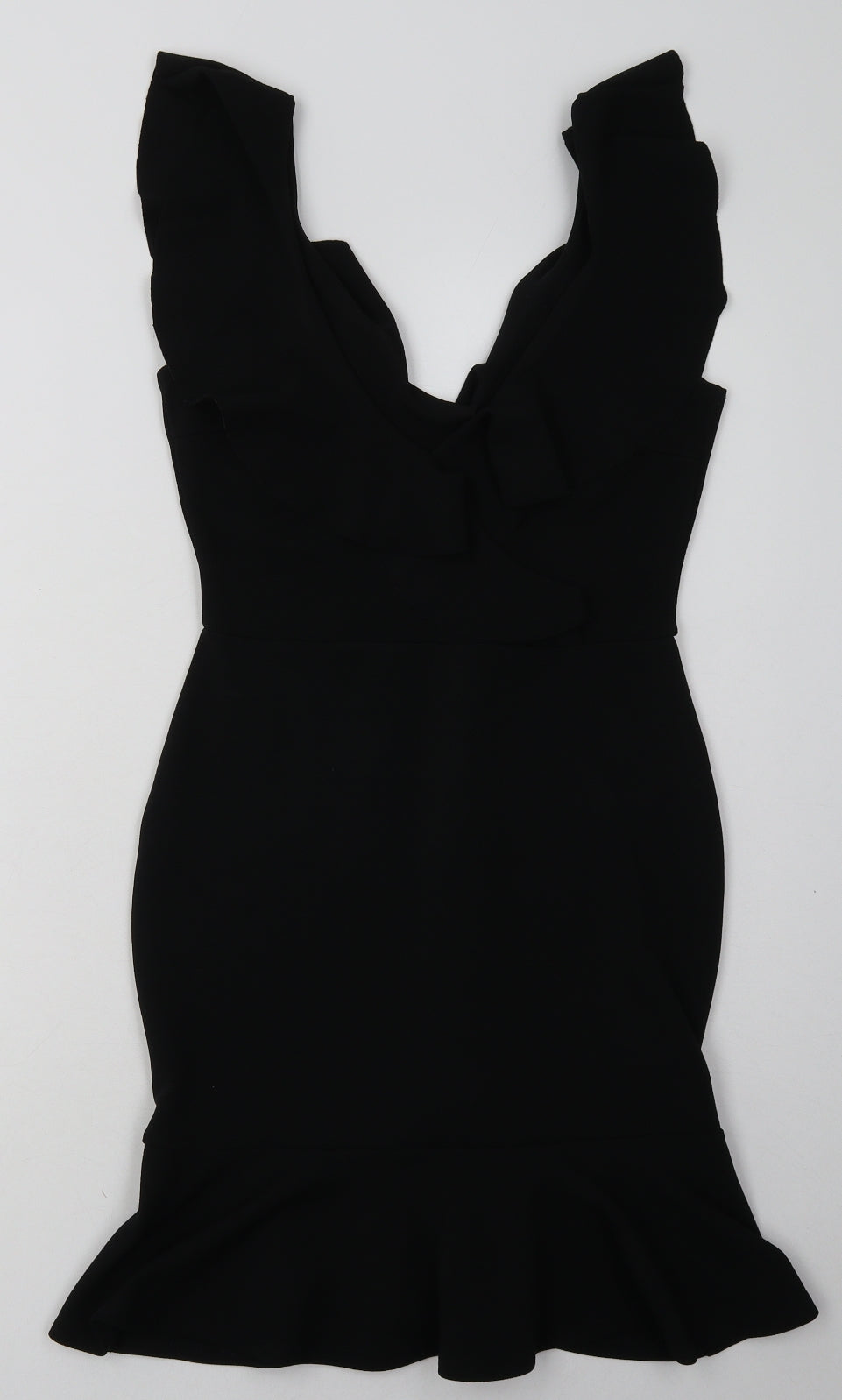 PRETTYLITTLETHING Womens Black  Polyester Bodycon  Size 10  V-Neck Pullover