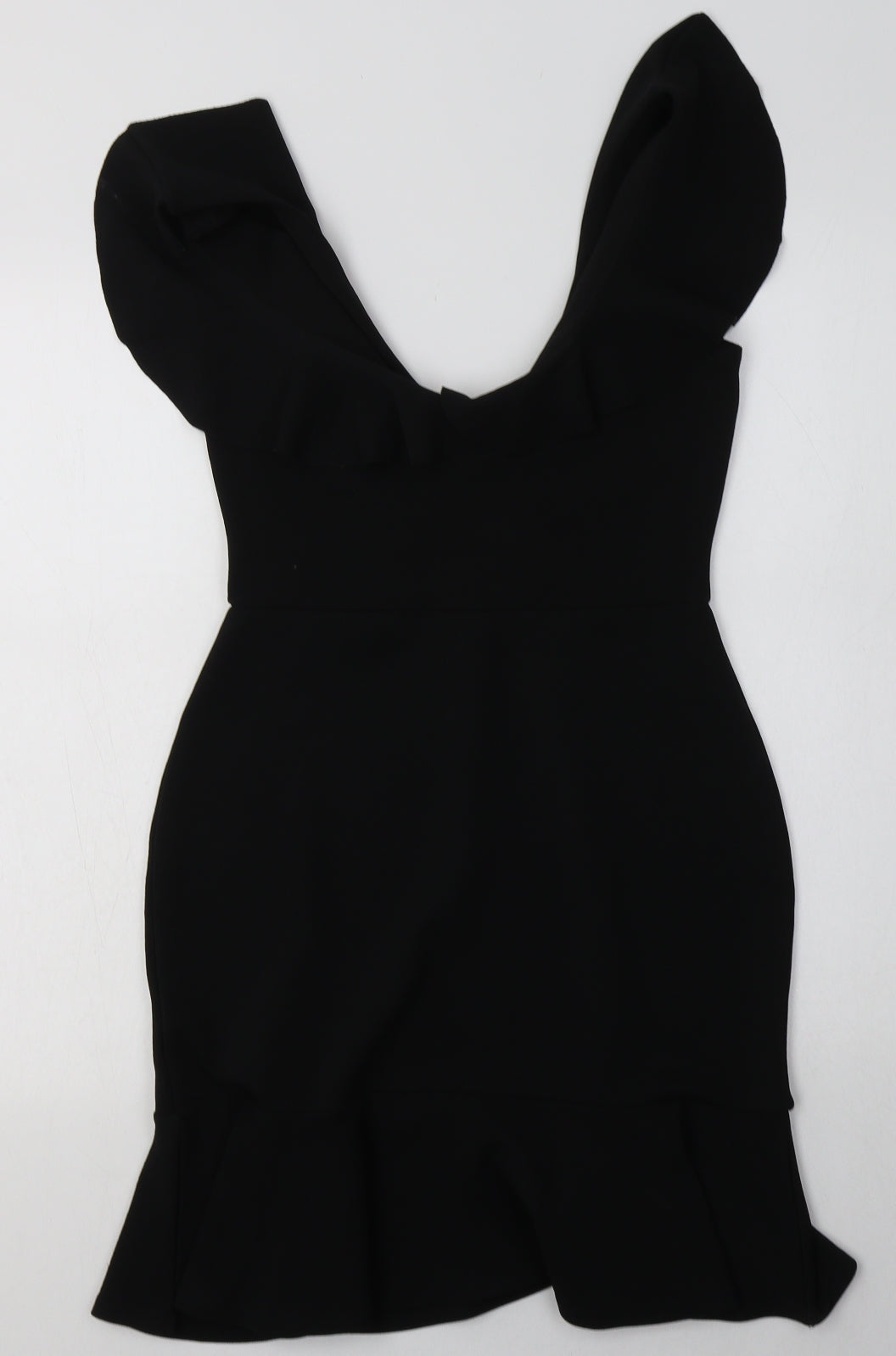 PRETTYLITTLETHING Womens Black  Polyester Bodycon  Size 10  V-Neck Pullover