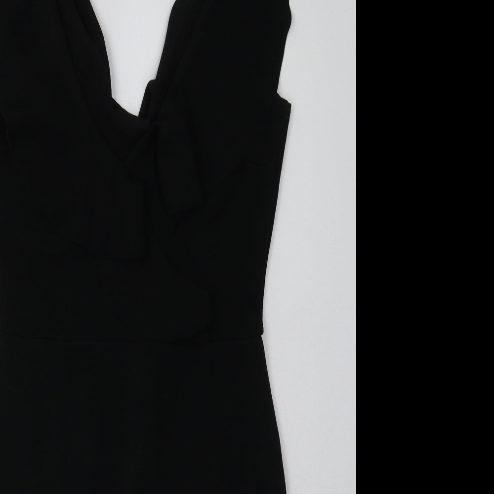 PRETTYLITTLETHING Womens Black  Polyester Bodycon  Size 10  V-Neck Pullover
