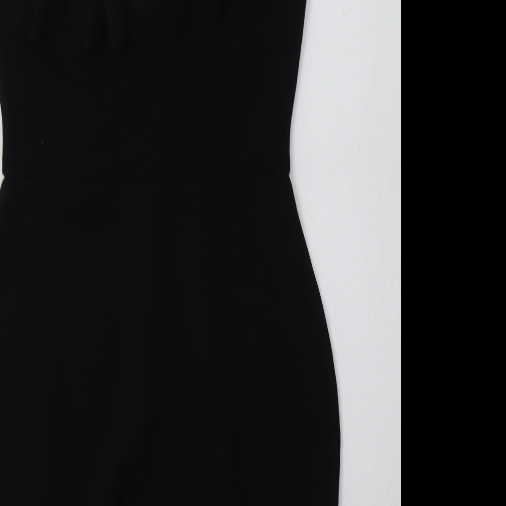PRETTYLITTLETHING Womens Black  Polyester Bodycon  Size 10  V-Neck Pullover
