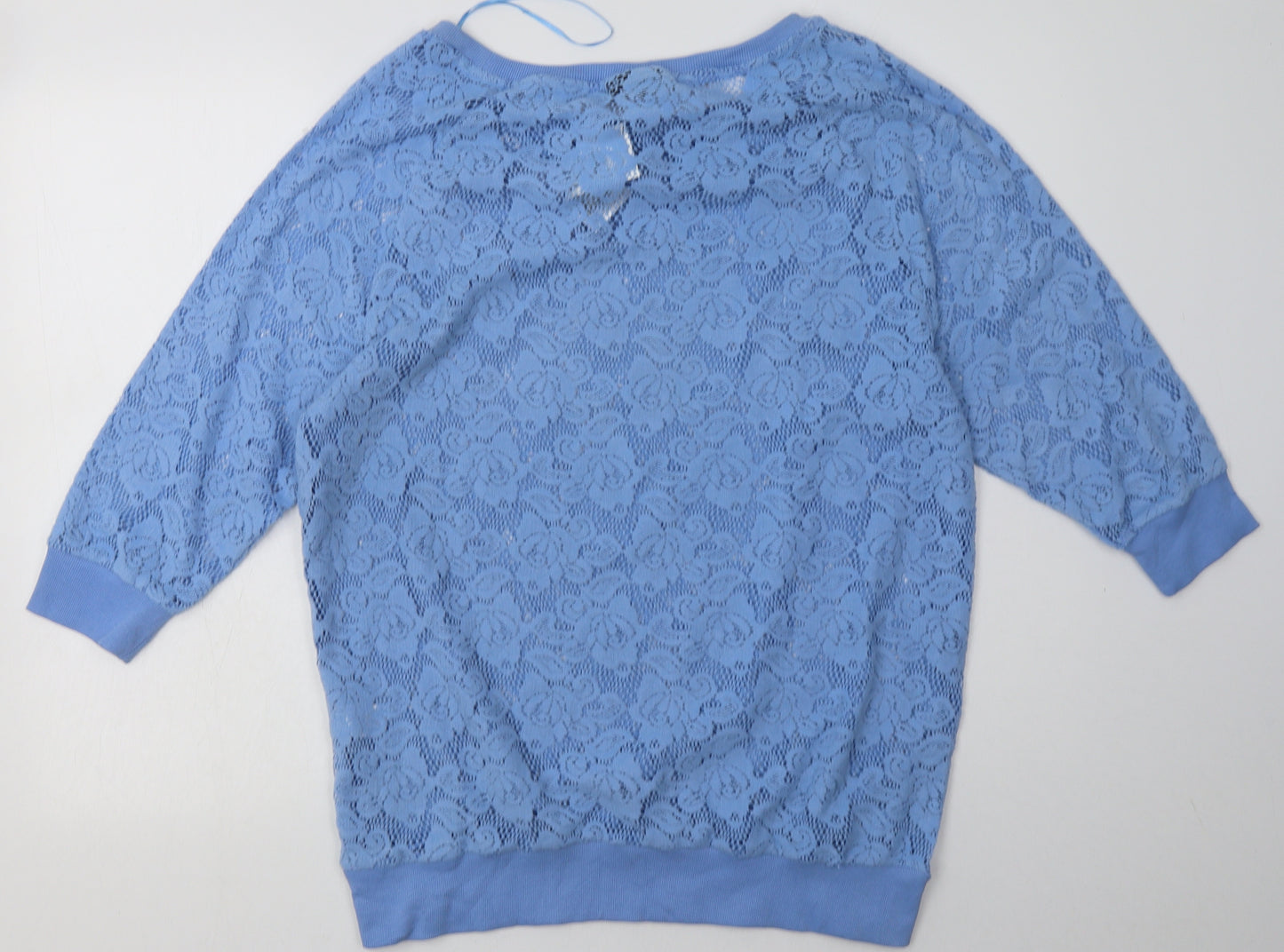 Marks and Spencer Womens Blue Floral Polyester Pullover Sweatshirt Size 16  Pullover