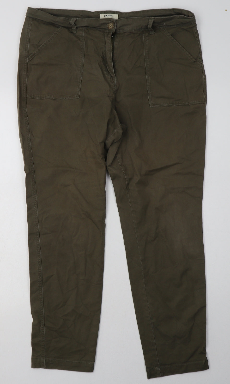 Matalan Womens Green  Cotton Straight Jeans Size 14 L32 in Regular Button