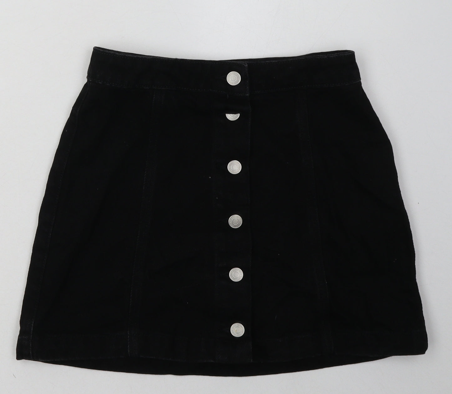 New Look Girls Black  Cotton A-Line Skirt Size 12 Years  Regular Button