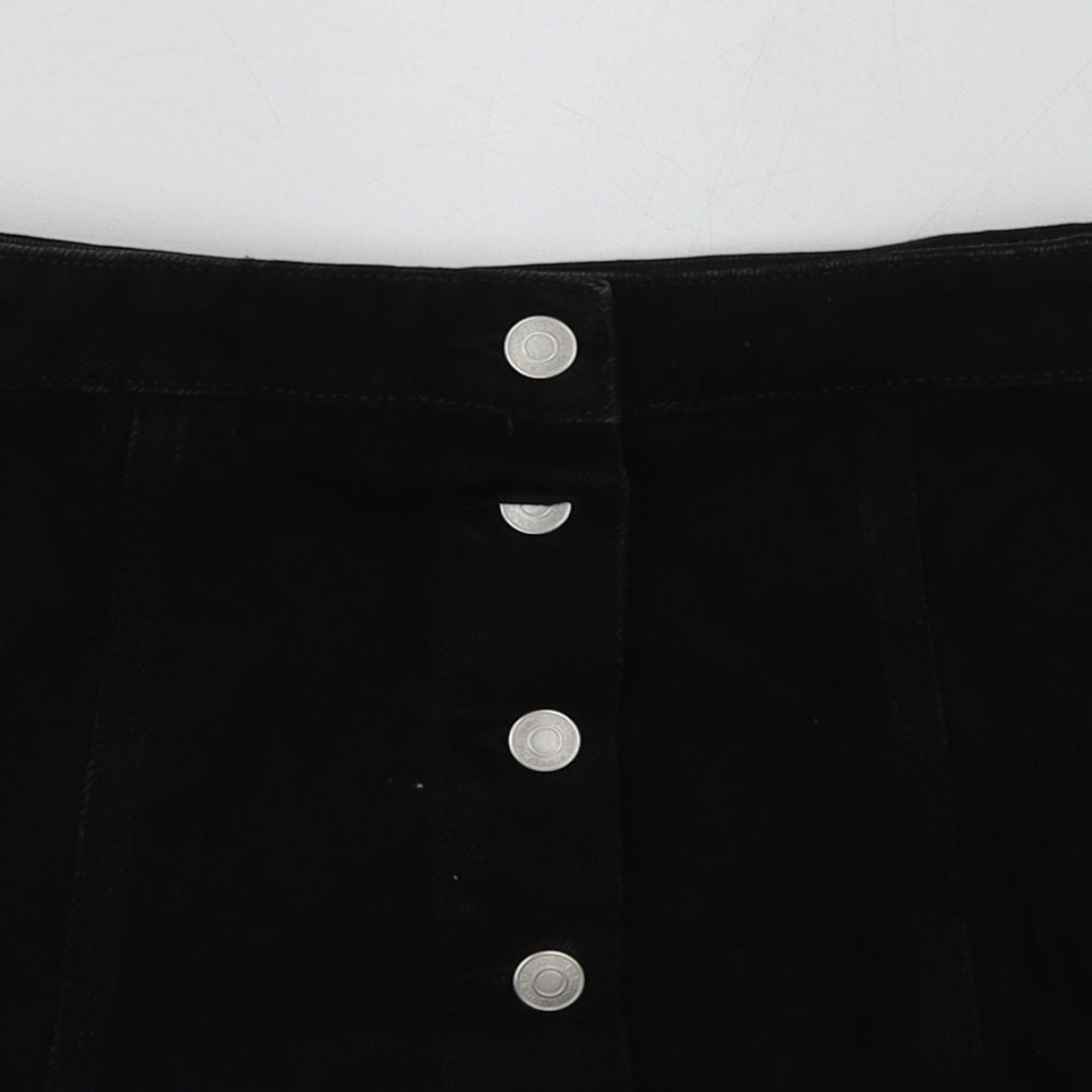 New Look Girls Black  Cotton A-Line Skirt Size 12 Years  Regular Button